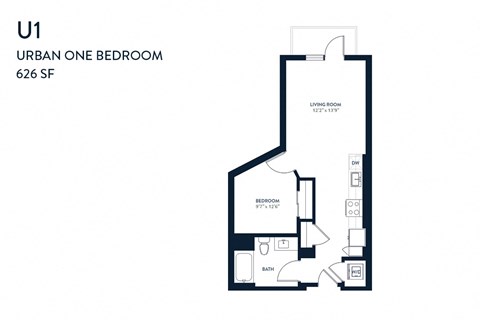 Urban One Bedroom U1 626 SF - Resa Long Beach